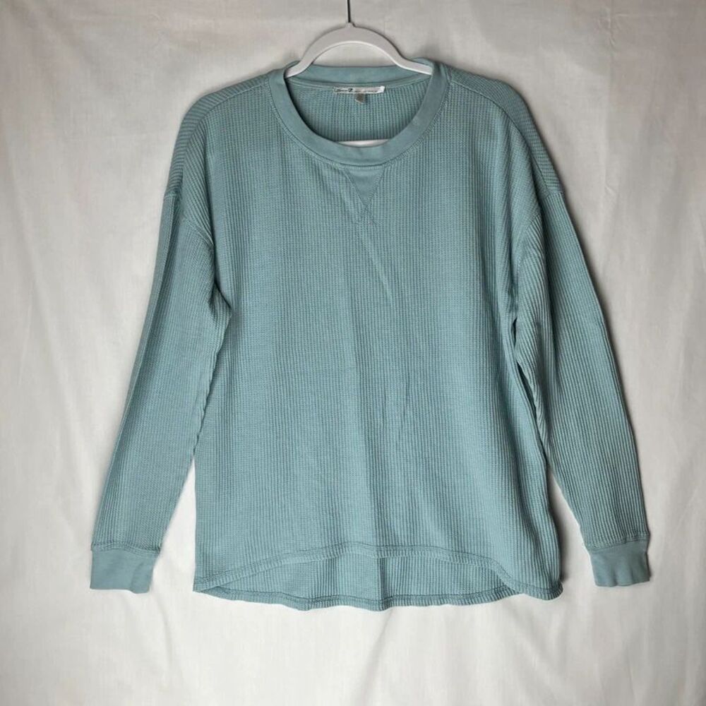 Seven7 Waffle Knit dusty blue size medium